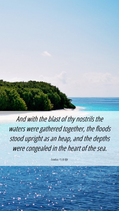 Picture 06 - Exodus 15:8 KJV Mobile Phone Wallpaper - And with the blast of thy nostrils the waters - Mobile Bible Verse Wallpaper