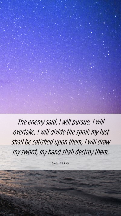 Picture 06 - Exodus 15:9 KJV Mobile Phone Wallpaper - The enemy said, I will pursue, I will overtake, I - Mobile Bible Verse Wallpaper