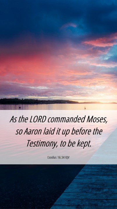 Picture 06 - Exodus 16:34 KJV Mobile Phone Wallpaper - As the LORD commanded Moses, so Aaron laid it up - Mobile Bible Verse Wallpaper