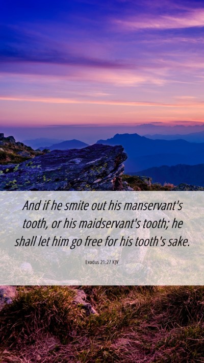 Picture 06 - Exodus 21:27 KJV Mobile Phone Wallpaper - And if he smite out his manservant's tooth, or - Mobile Bible Verse Wallpaper