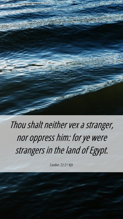 Picture 06 - Exodus 22:21 KJV Mobile Phone Wallpaper - Thou shalt neither vex a stranger, nor oppress - Mobile Bible Verse Wallpaper