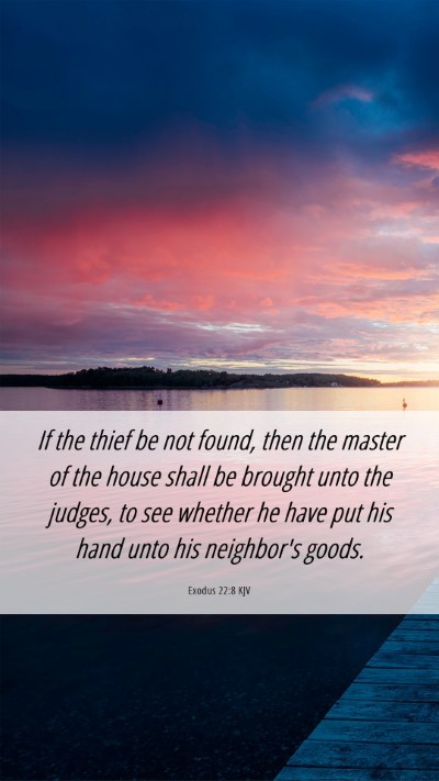 Picture 06 - Exodus 22:8 KJV Mobile Phone Wallpaper - If the thief be not found, then the master of the - Mobile Bible Verse Wallpaper