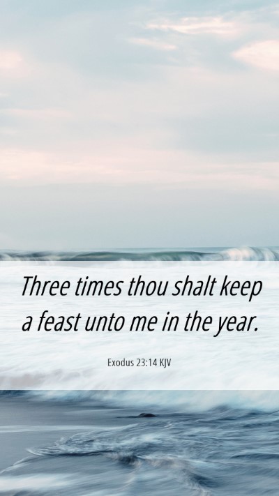 Picture 06 - Exodus 23:14 KJV Mobile Phone Wallpaper - Three times thou shalt keep a feast unto me in - Mobile Bible Verse Wallpaper