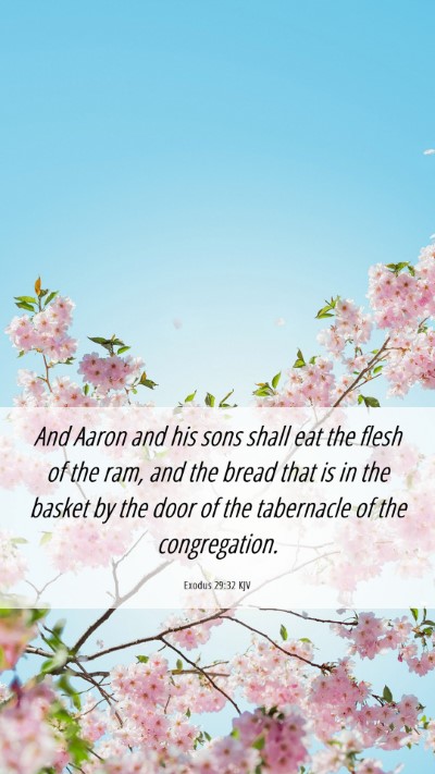 Picture 06 - Exodus 29:32 KJV Mobile Phone Wallpaper - And Aaron and his sons shall eat the flesh of the - Mobile Bible Verse Wallpaper