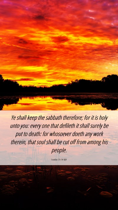 Picture 06 - Exodus 31:14 KJV Mobile Phone Wallpaper - Ye shall keep the sabbath therefore; for it is - Mobile Bible Verse Wallpaper