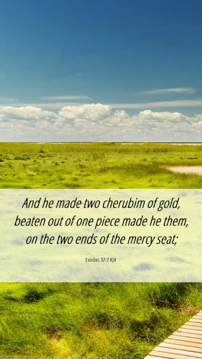 Picture 06 - Exodus 37:7 KJV Mobile Phone Wallpaper - And he made two cherubim of gold, beaten out of - Mobile Bible Verse Wallpaper