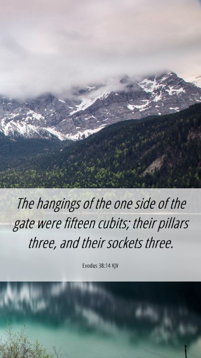 Picture 06 - Exodus 38:14 KJV Mobile Phone Wallpaper - The hangings of the one side of the gate were - Mobile Bible Verse Wallpaper