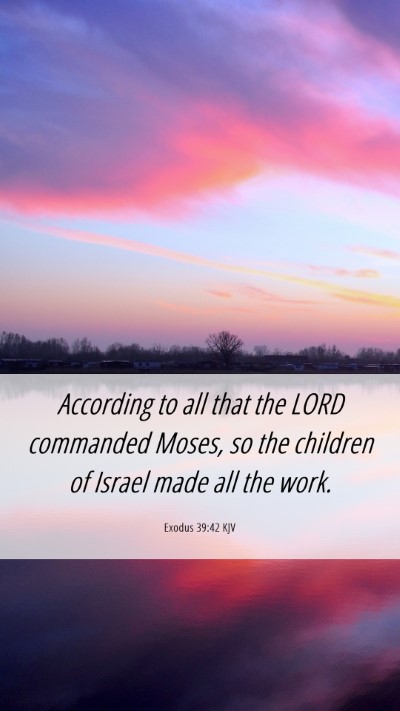 Picture 06 - Exodus 39:42 KJV Mobile Phone Wallpaper - According to all that the LORD commanded Moses, - Mobile Bible Verse Wallpaper