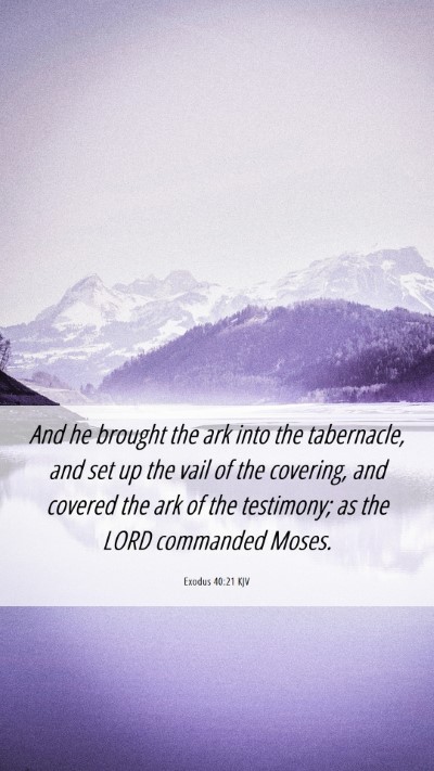 Picture 06 - Exodus 40:21 KJV Mobile Phone Wallpaper - And he brought the ark into the tabernacle, and - Mobile Bible Verse Wallpaper