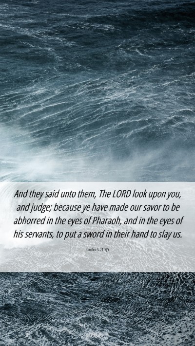 Picture 06 - Exodus 5:21 KJV Mobile Phone Wallpaper - And they said unto them, The LORD look upon you, - Mobile Bible Verse Wallpaper