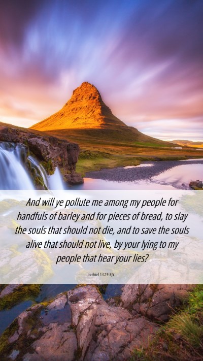 Picture 06 - Ezekiel 13:19 KJV Mobile Phone Wallpaper - And will ye pollute me among my people for - Mobile Bible Verse Wallpaper