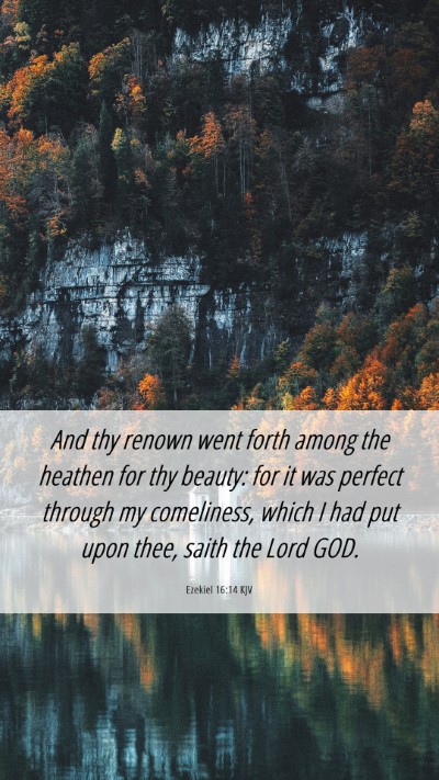 Picture 06 - Ezekiel 16:14 KJV Mobile Phone Wallpaper - And thy renown went forth among the heathen for - Mobile Bible Verse Wallpaper