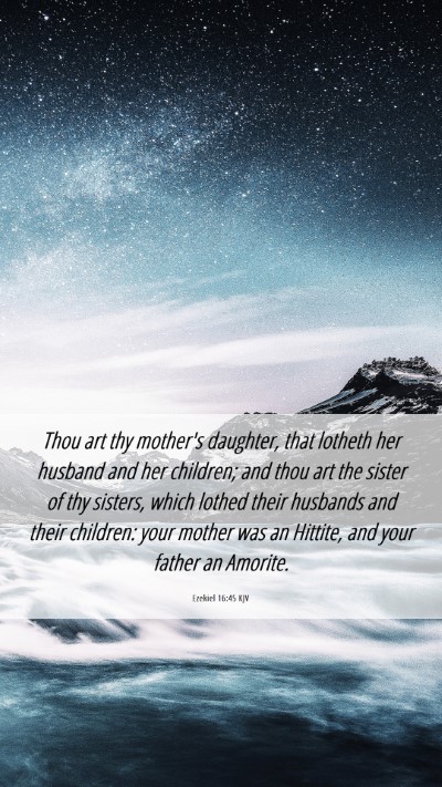 Picture 06 - Ezekiel 16:45 KJV Mobile Phone Wallpaper - Thou art thy mother's daughter, that lotheth her - Mobile Bible Verse Wallpaper