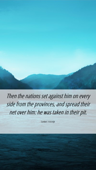 Picture 06 - Ezekiel 19:8 KJV Mobile Phone Wallpaper - Then the nations set against him on every side - Mobile Bible Verse Wallpaper
