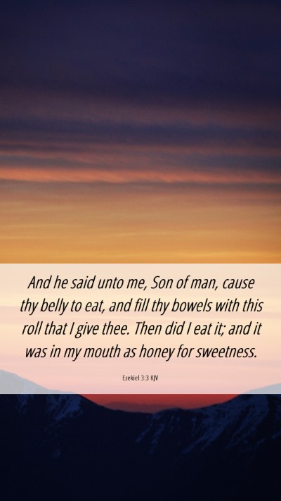 Picture 06 - Ezekiel 3:3 KJV Mobile Phone Wallpaper - And he said unto me, Son of man, cause thy belly - Mobile Bible Verse Wallpaper