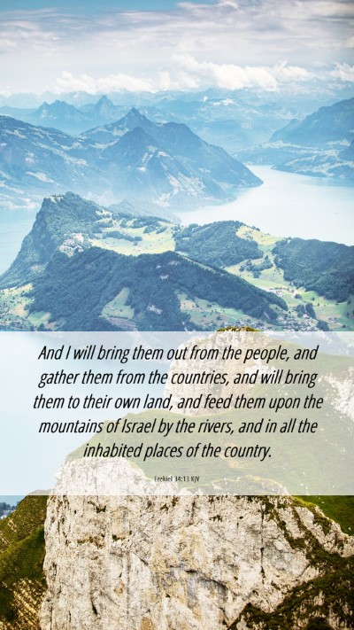 Picture 06 - Ezekiel 34:13 KJV Mobile Phone Wallpaper - And I will bring them out from the people, and - Mobile Bible Verse Wallpaper