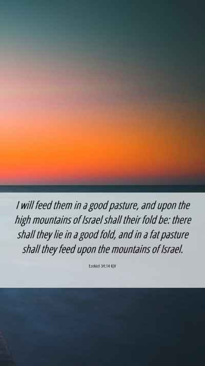 Picture 06 - Ezekiel 34:14 KJV Mobile Phone Wallpaper - I will feed them in a good pasture, and upon the - Mobile Bible Verse Wallpaper