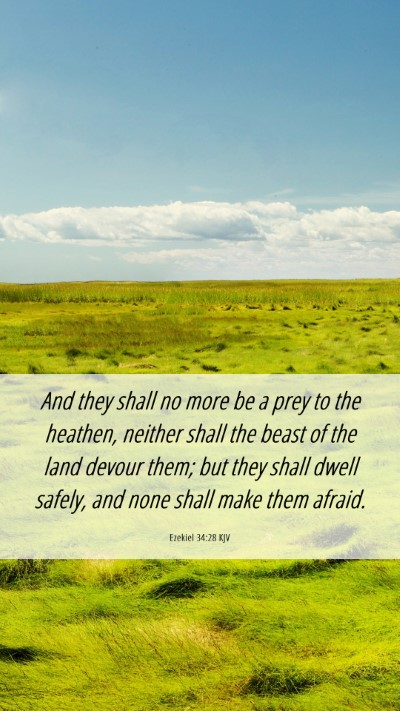 Picture 06 - Ezekiel 34:28 KJV Mobile Phone Wallpaper - And they shall no more be a prey to the heathen, - Mobile Bible Verse Wallpaper