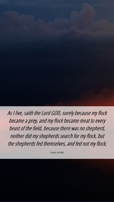 Picture 06 - Ezekiel 34:8 KJV Mobile Phone Wallpaper - As I live, saith the Lord GOD, surely because my - Mobile Bible Verse Wallpaper