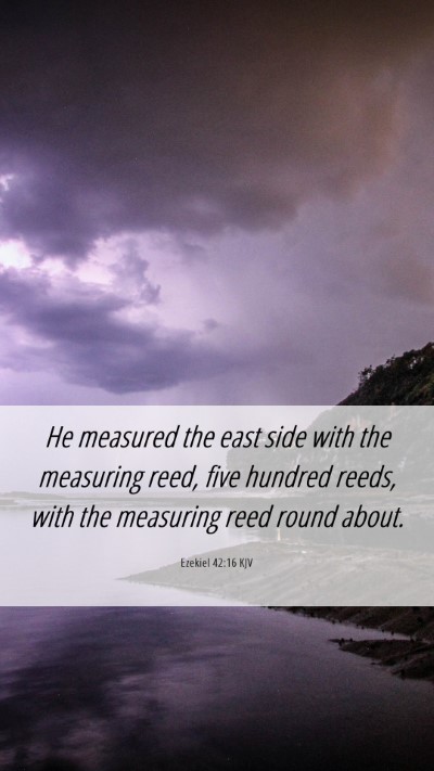 Picture 06 - Ezekiel 42:16 KJV Mobile Phone Wallpaper - He measured the east side with the measuring - Mobile Bible Verse Wallpaper