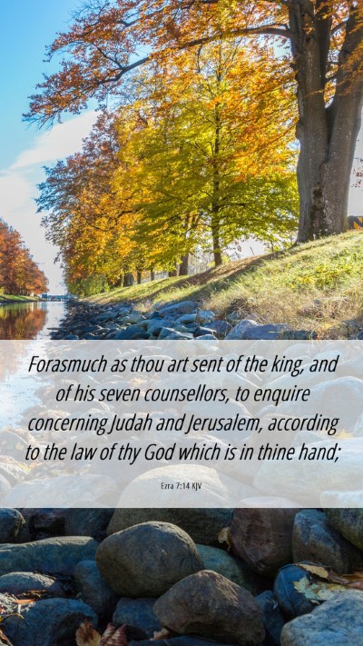 Picture 06 - Ezra 7:14 KJV Mobile Phone Wallpaper - Forasmuch as thou art sent of the king, and of - Mobile Bible Verse Wallpaper