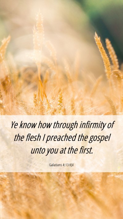 Picture 06 - Galatians 4:13 KJV Mobile Phone Wallpaper - Ye know how through infirmity of the flesh I - Mobile Bible Verse Wallpaper