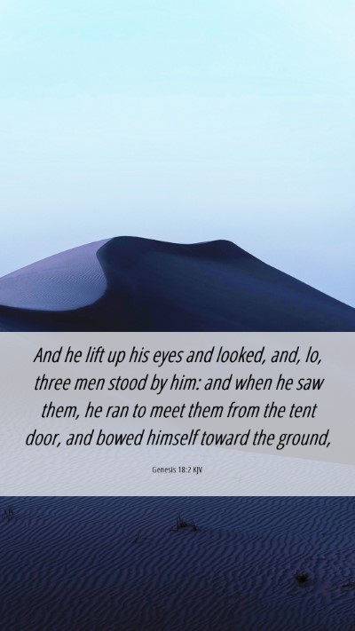 Picture 06 - Genesis 18:2 KJV Mobile Phone Wallpaper - And he lift up his eyes and looked, and, lo, - Mobile Bible Verse Wallpaper