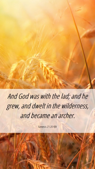 Picture 06 - Genesis 21:20 KJV Mobile Phone Wallpaper - And God was with the lad; and he grew, and dwelt - Mobile Bible Verse Wallpaper