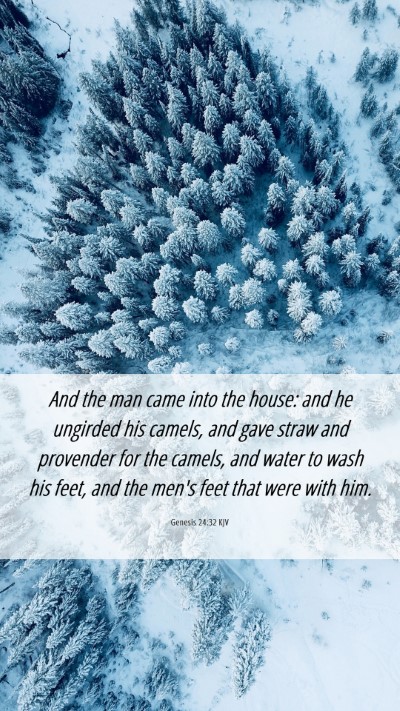 Picture 06 - Genesis 24:32 KJV Mobile Phone Wallpaper - And the man came into the house: and he ungirded - Mobile Bible Verse Wallpaper