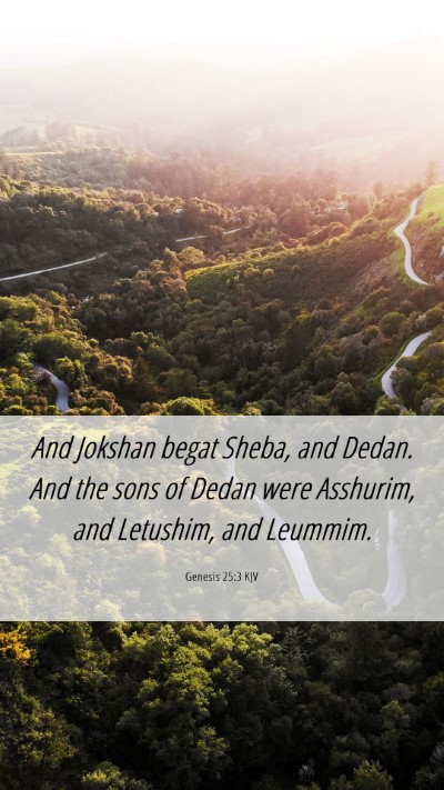 Picture 06 - Genesis 25:3 KJV Mobile Phone Wallpaper - And Jokshan begat Sheba, and Dedan. And the sons - Mobile Bible Verse Wallpaper