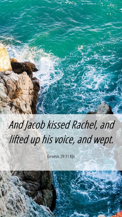 Picture 06 - Genesis 29:11 KJV Mobile Phone Wallpaper - And Jacob kissed Rachel, and lifted up his voice, - Mobile Bible Verse Wallpaper