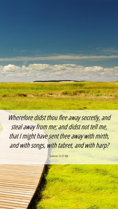 Picture 06 - Genesis 31:27 KJV Mobile Phone Wallpaper - Wherefore didst thou flee away secretly, and - Mobile Bible Verse Wallpaper