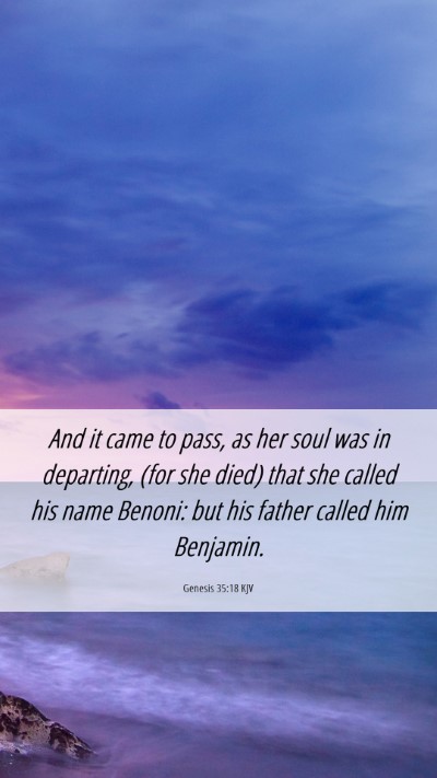 Picture 06 - Genesis 35:18 KJV Mobile Phone Wallpaper - And it came to pass, as her soul was in - Mobile Bible Verse Wallpaper
