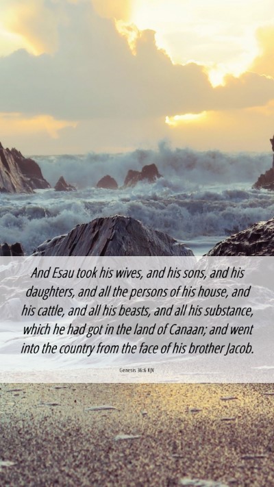 Picture 06 - Genesis 36:6 KJV Mobile Phone Wallpaper - And Esau took his wives, and his sons, and his - Mobile Bible Verse Wallpaper