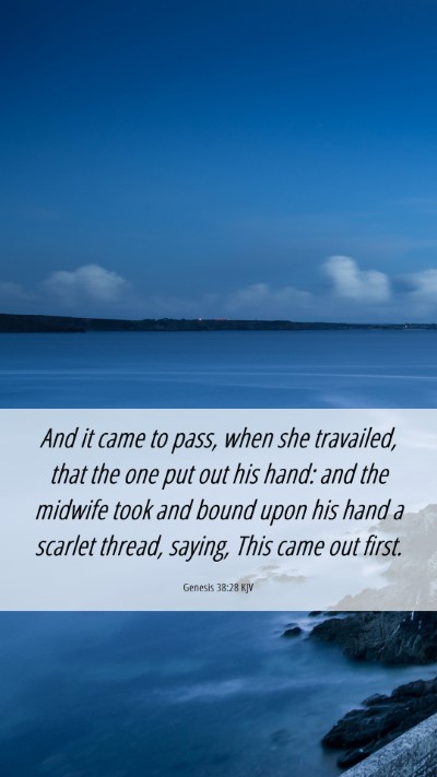 Picture 06 - Genesis 38:28 KJV Mobile Phone Wallpaper - And it came to pass, when she travailed, that the - Mobile Bible Verse Wallpaper