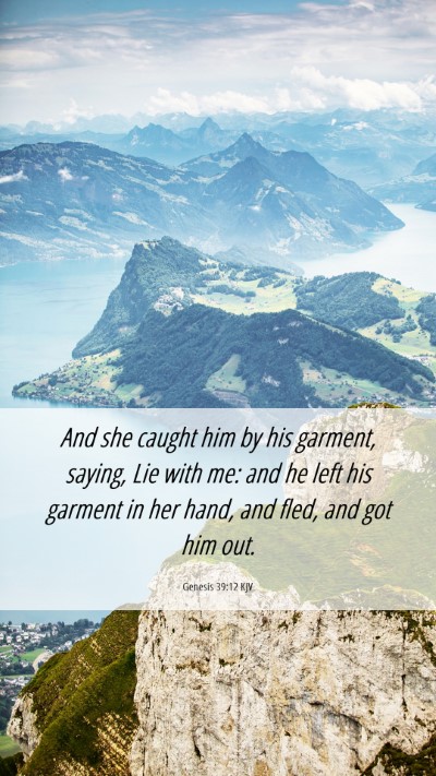 Picture 06 - Genesis 39:12 KJV Mobile Phone Wallpaper - And she caught him by his garment, saying, Lie - Mobile Bible Verse Wallpaper