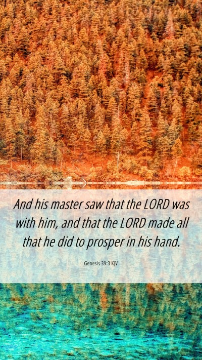 Picture 06 - Genesis 39:3 KJV Mobile Phone Wallpaper - And his master saw that the LORD was with him, - Mobile Bible Verse Wallpaper