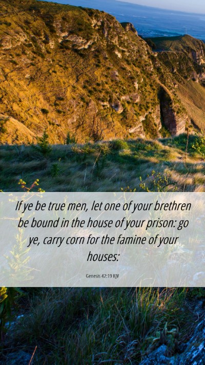 Picture 06 - Genesis 42:19 KJV Mobile Phone Wallpaper - If ye be true men, let one of your brethren be - Mobile Bible Verse Wallpaper