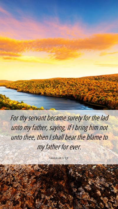 Picture 06 - Genesis 44:32 KJV Mobile Phone Wallpaper - For thy servant became surety for the lad unto my - Mobile Bible Verse Wallpaper