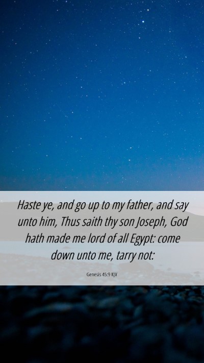Picture 06 - Genesis 45:9 KJV Mobile Phone Wallpaper - Haste ye, and go up to my father, and say unto - Mobile Bible Verse Wallpaper