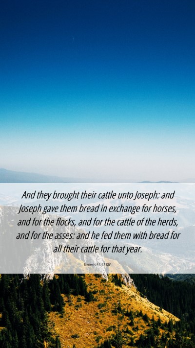 Picture 06 - Genesis 47:17 KJV Mobile Phone Wallpaper - And they brought their cattle unto Joseph: and - Mobile Bible Verse Wallpaper