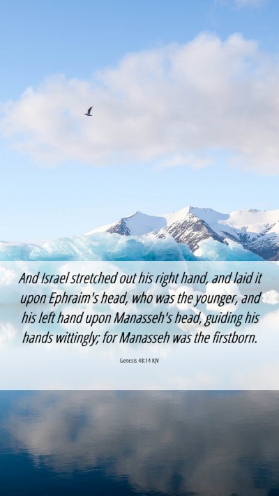 Picture 06 - Genesis 48:14 KJV Mobile Phone Wallpaper - And Israel stretched out his right hand, and laid - Mobile Bible Verse Wallpaper