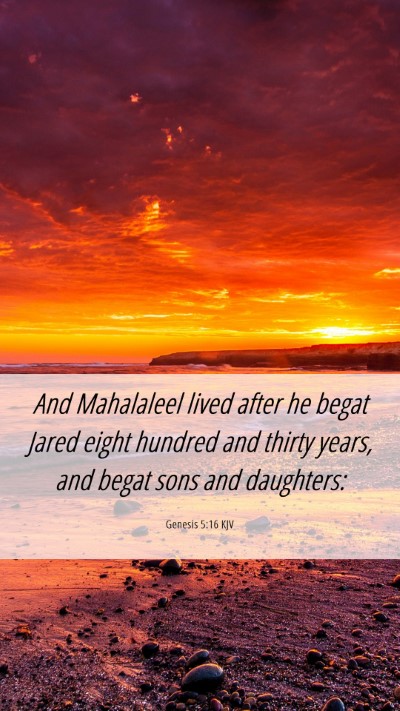 Picture 06 - Genesis 5:16 KJV Mobile Phone Wallpaper - And Mahalaleel lived after he begat Jared eight - Mobile Bible Verse Wallpaper