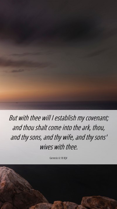Picture 06 - Genesis 6:18 KJV Mobile Phone Wallpaper - But with thee will I establish my covenant; and - Mobile Bible Verse Wallpaper