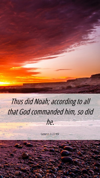 Picture 06 - Genesis 6:22 KJV Mobile Phone Wallpaper - Thus did Noah; according to all that God - Mobile Bible Verse Wallpaper