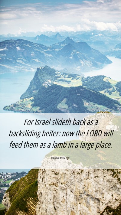 Picture 06 - Hosea 4:16 KJV Mobile Phone Wallpaper - For Israel slideth back as a backsliding heifer: - Mobile Bible Verse Wallpaper