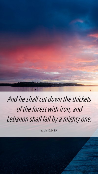 Picture 06 - Isaiah 10:34 KJV Mobile Phone Wallpaper - And he shall cut down the thickets of the forest - Mobile Bible Verse Wallpaper