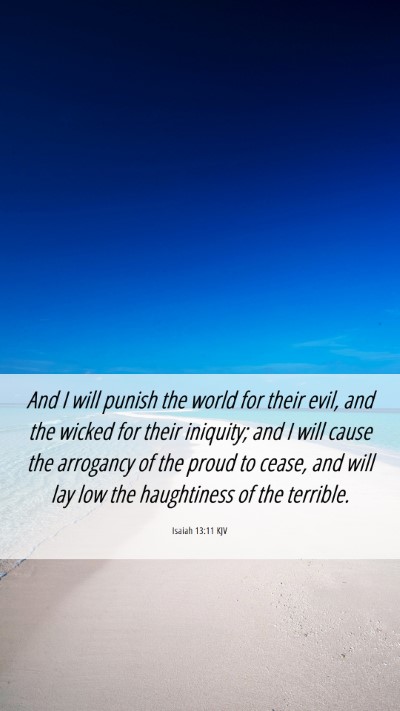 Picture 06 - Isaiah 13:11 KJV Mobile Phone Wallpaper - And I will punish the world for their evil, and - Mobile Bible Verse Wallpaper