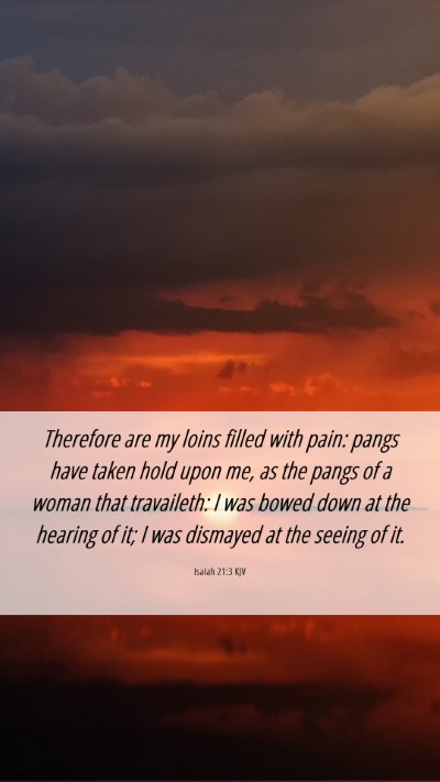 Picture 06 - Isaiah 21:3 KJV Mobile Phone Wallpaper - Therefore are my loins filled with pain: pangs - Mobile Bible Verse Wallpaper