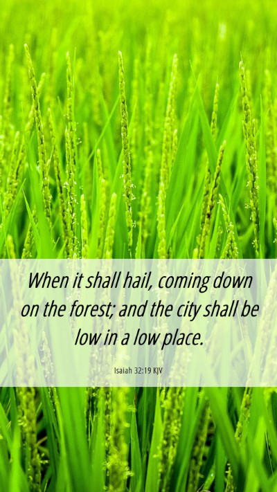 Picture 06 - Isaiah 32:19 KJV Mobile Phone Wallpaper - When it shall hail, coming down on the forest; - Mobile Bible Verse Wallpaper